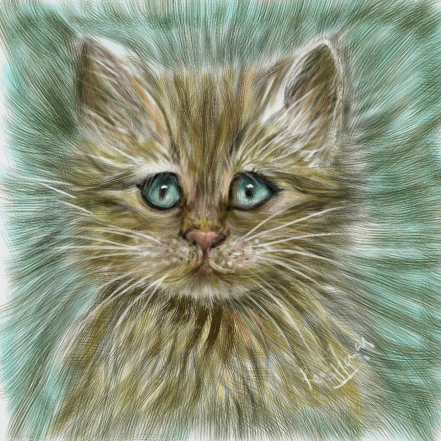 Mesmerizing Kitten Digital Art by Remy Francis
