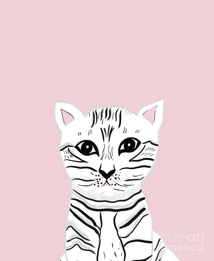 Baby Cat on Blush #1 Kids Collection #animal #decor #art Digital Art by ...