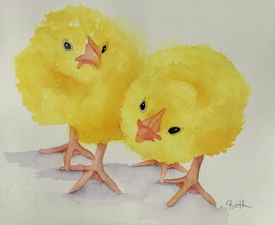 Baby Chicks Painting by Beth Fontenot