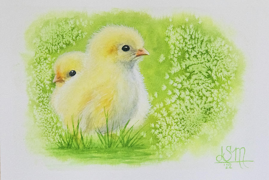 Baby Chicks Painting by Linda Shannon Morgan