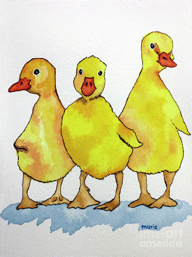 Baby Chicks Painting by Marie Dudek Brown