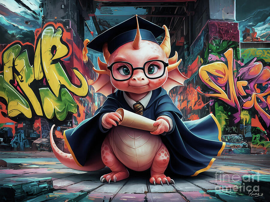 Baby cute dragon as Professor Painting by Adrien Efren - Fine Art America