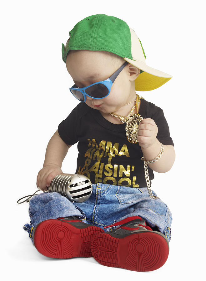 Baby dressed as urban rapper seated Photograph by Gandee Vasan