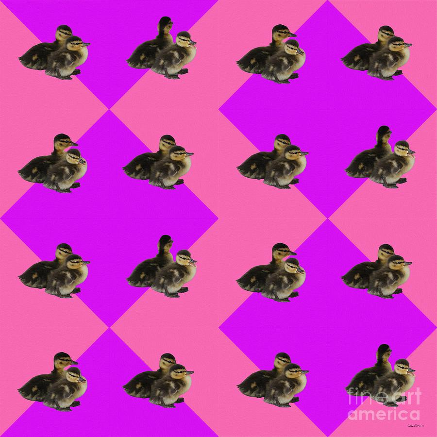 Baby Ducks on Pink Raspberry and Purple Sorbet Pattern Photograph by Colleen Cornelius