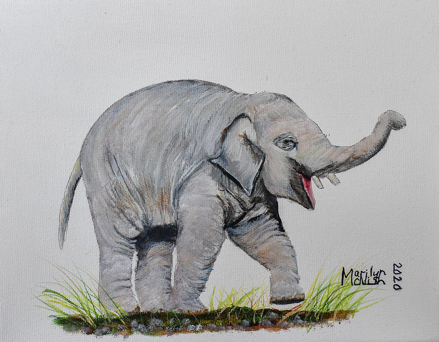 Baby Elephant 2 Painting by Marilyn McNish