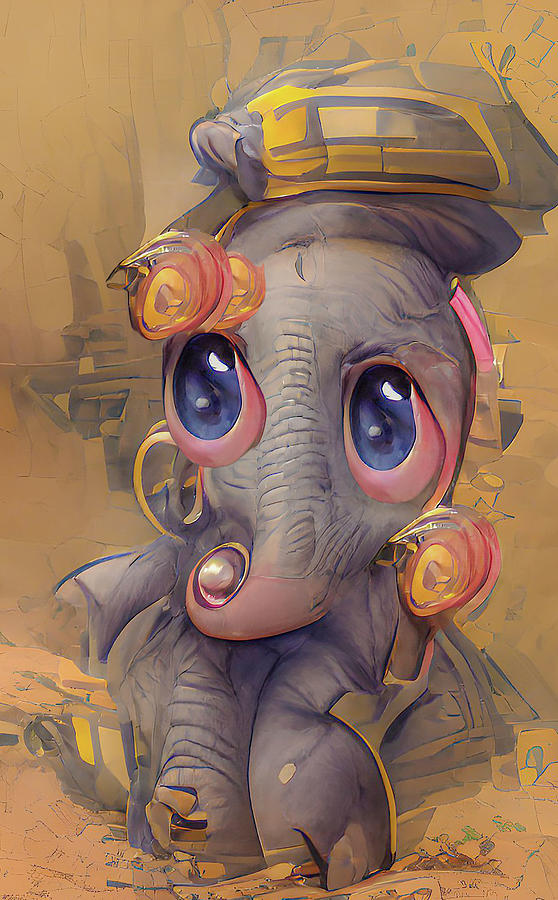 Baby Elephant Art Digital Art by Debra Kewley