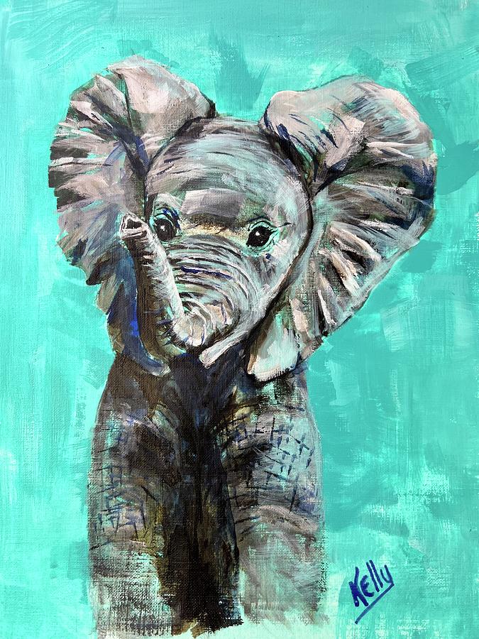 Baby Elephant Painting by Kelly Smith