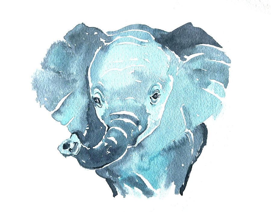 Baby Painting - Baby Elephant by Luisa Millicent