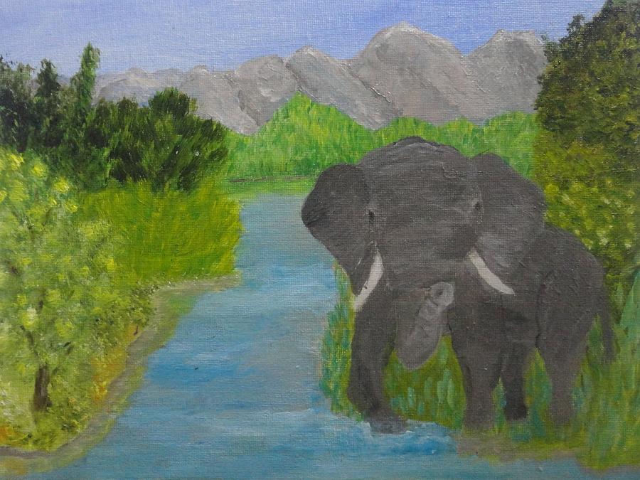 Baby Elephant   Painting by Rosie Foshee
