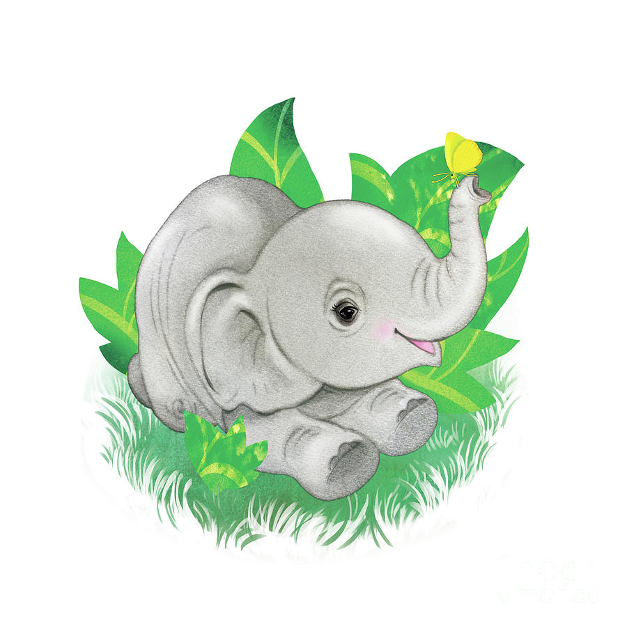Baby Elephant Painting by Tracy Herrmann