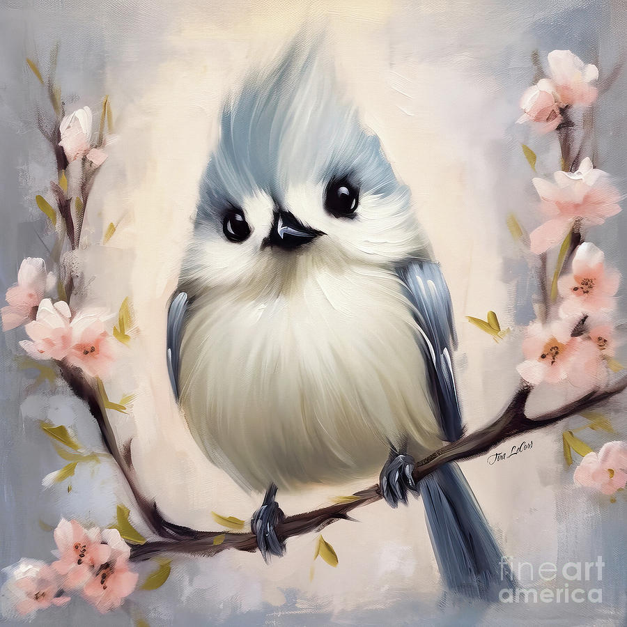Baby Face Titmouse Painting by Tina LeCour