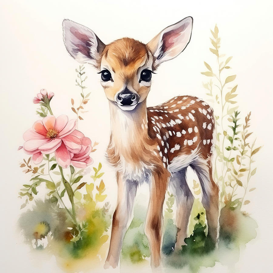 Deer Photograph - Baby Fawn In Flowers II by Athena Mckinzie