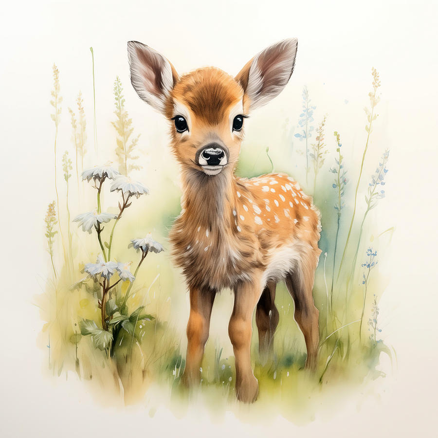 Baby Fawn In The Woods Digital Art by Athena Mckinzie