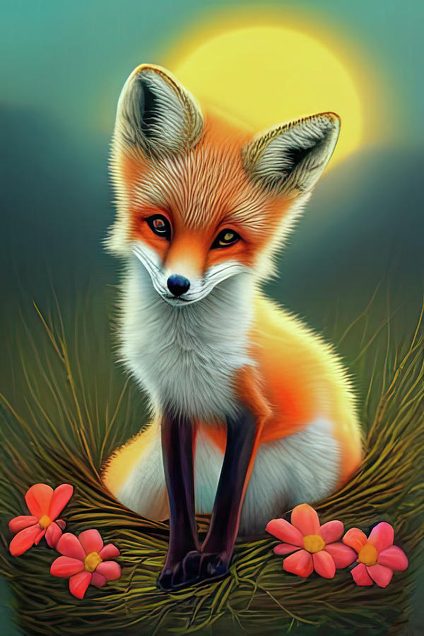 Baby Fox Painting by Bob Orsillo