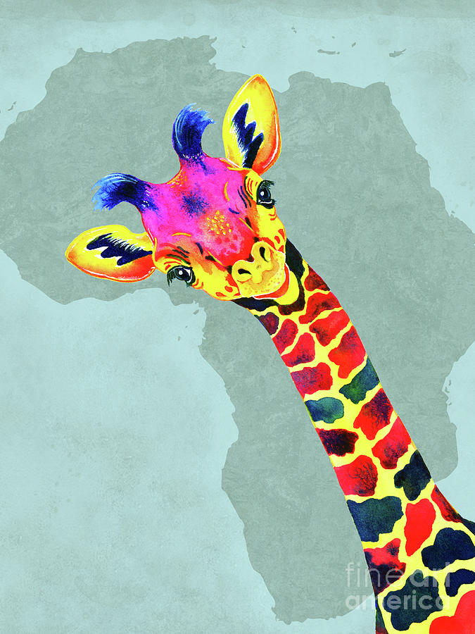 Wildlife Painting - Baby Giraffe Peekaboo by Zaira Dzhaubaeva