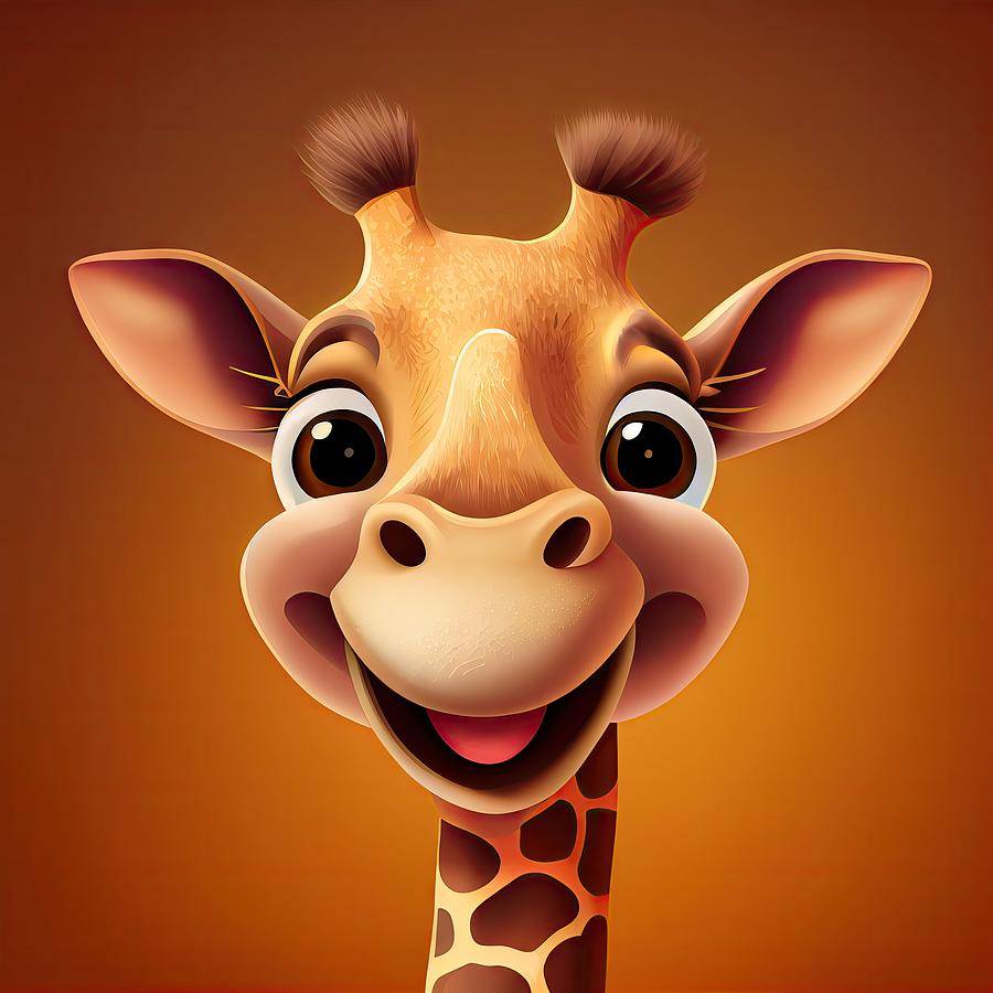 Baby Giraffe with Big Eyes Digital Art by Roger Willoughby - Fine Art ...