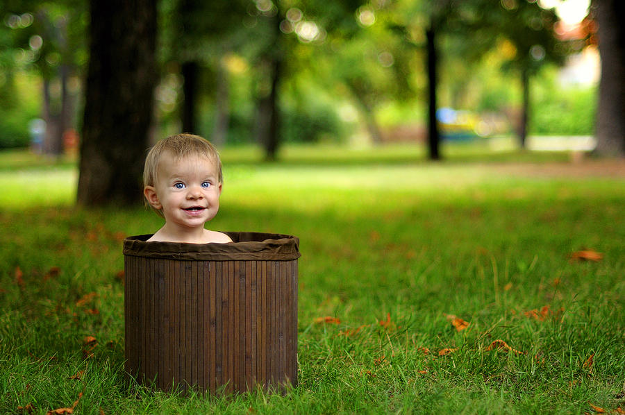 Baby girl in a basket Photograph by Irena Georgieva