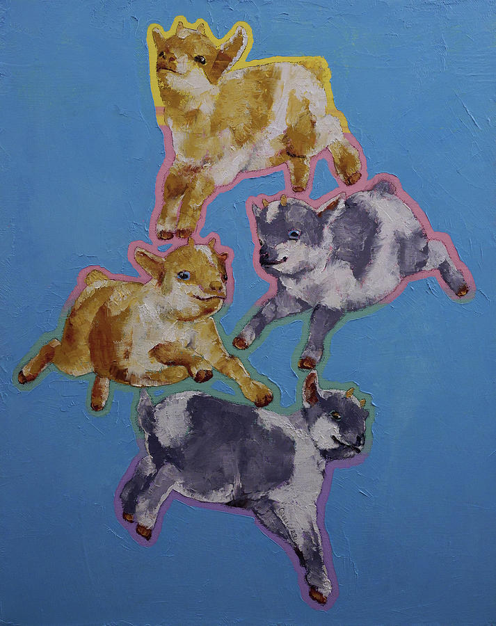 Baby Goats Painting by Michael Creese