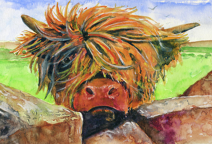 Baby Hairy Coo over Wall Painting by John D Benson