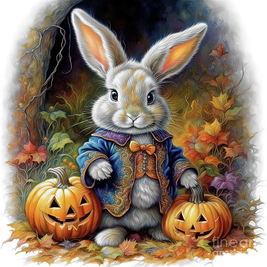 Baby Halloween Bunny  Digital Art by Elaine Manley