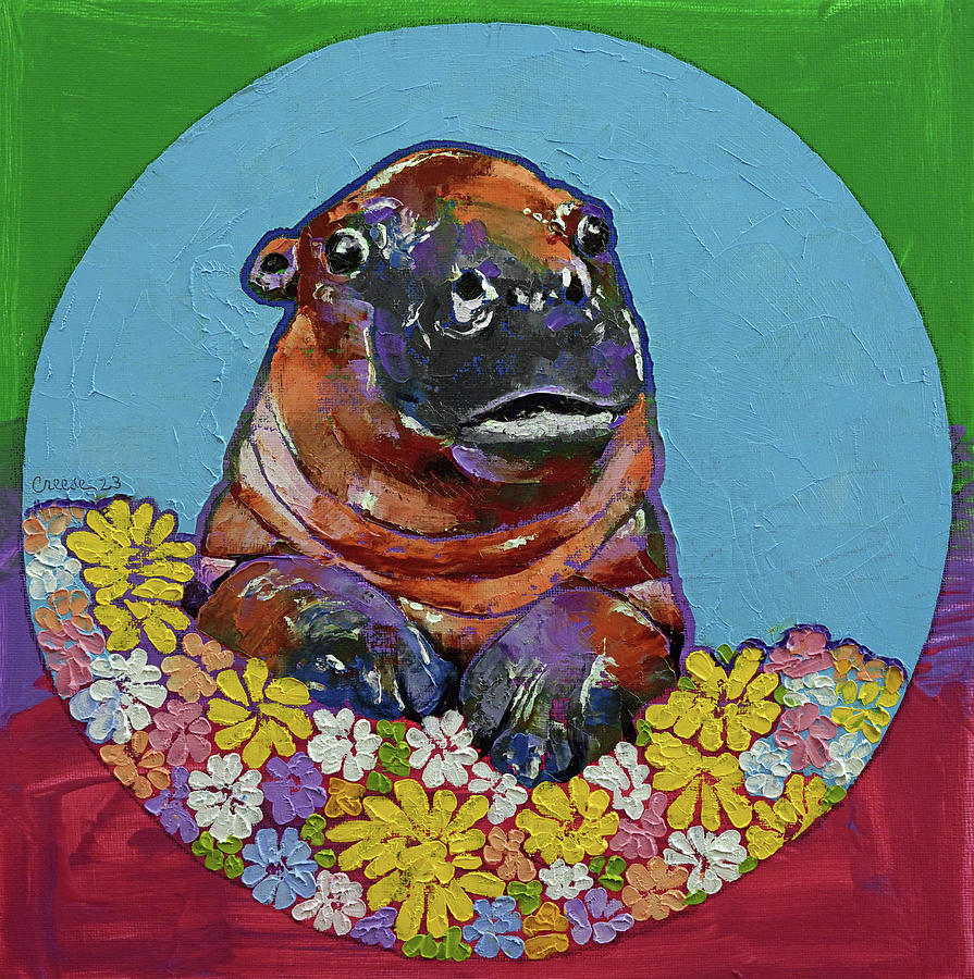 Baby Hippo Painting by Michael Creese