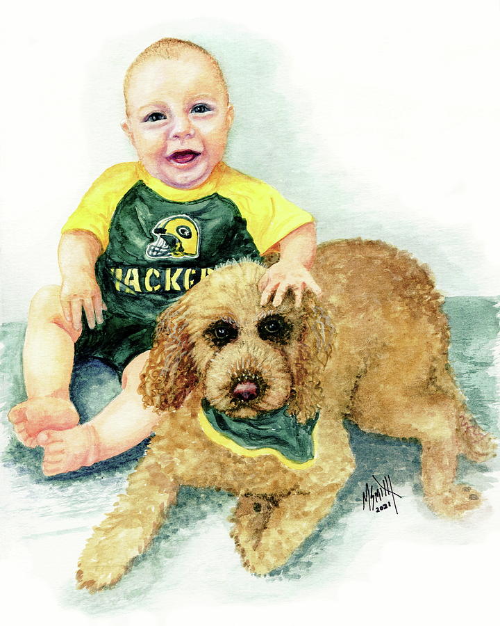 Baby Hudson And Mazie Painting by Marilyn Smith