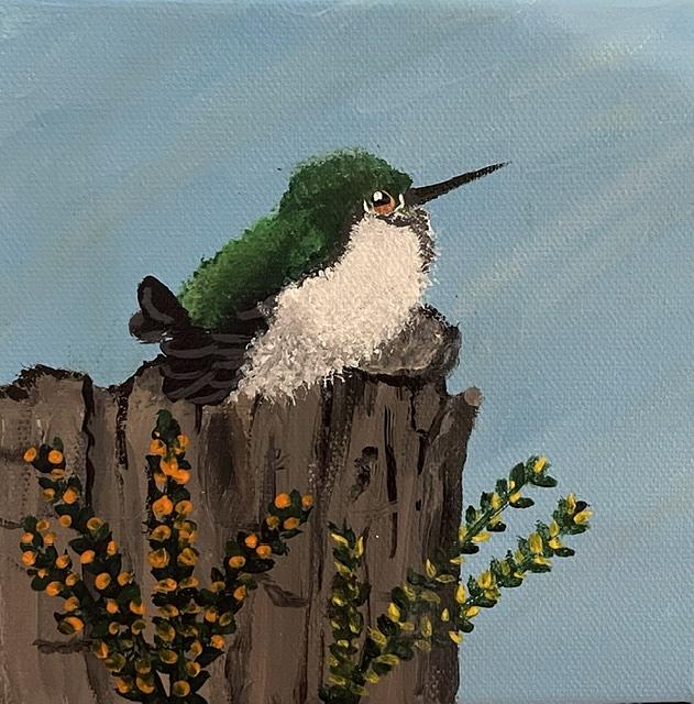 Baby Hummingbird Painting by Debra Vatalaro