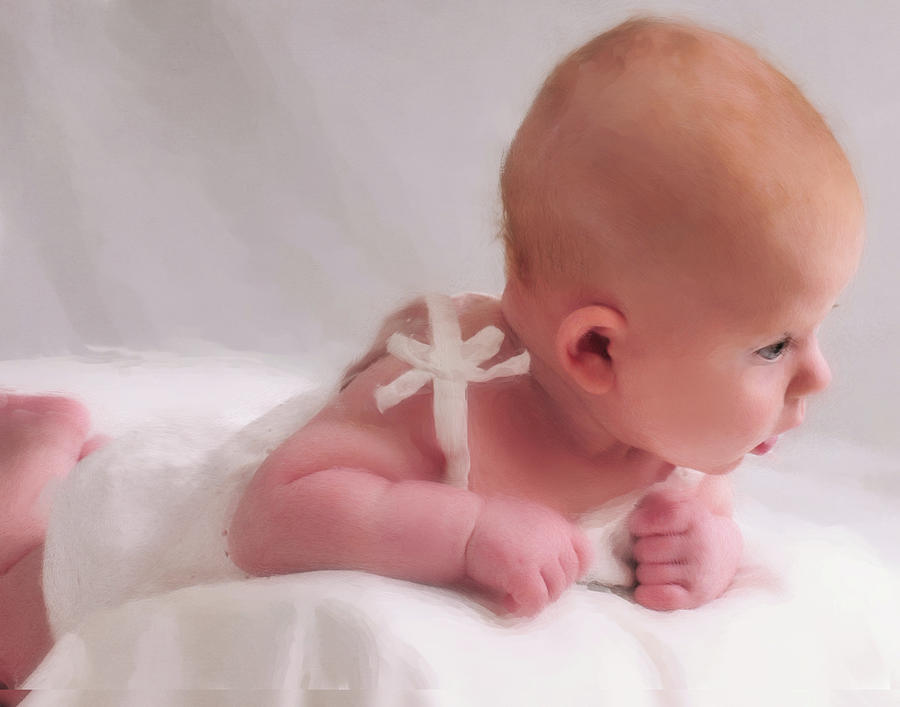 Baby In An Eyelett Dress Photograph by Cordia Murphy