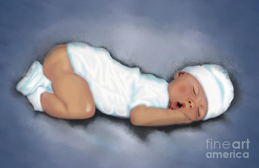 Baby in dreams Painting by Remy Francis