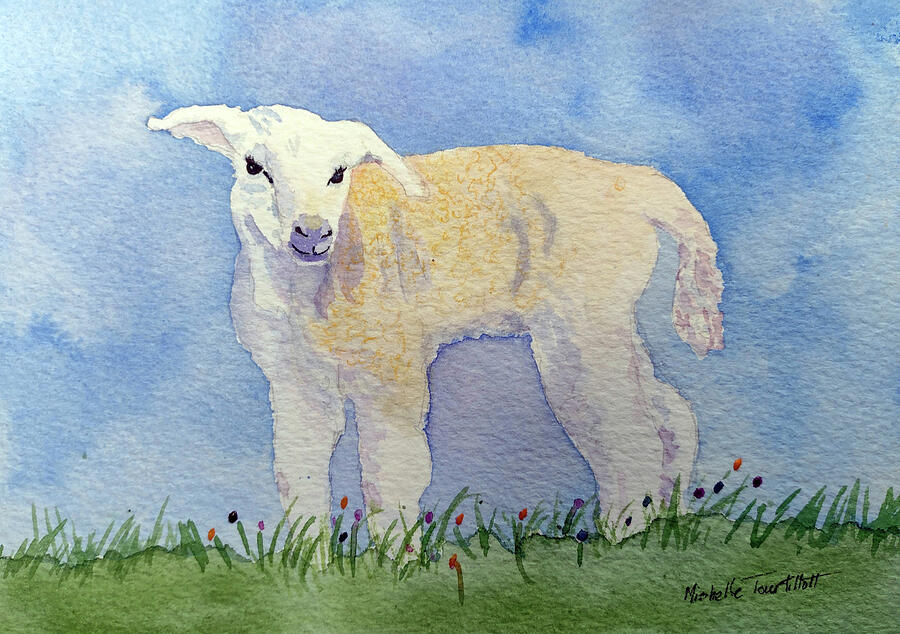 Baby Lamb Painting by Mishelle Tourtillott