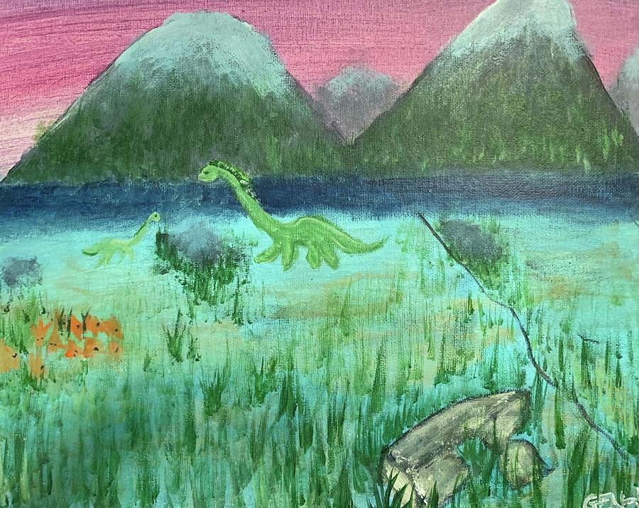 Baby Loch Ness  Painting by Genene Griffiths Ortiz