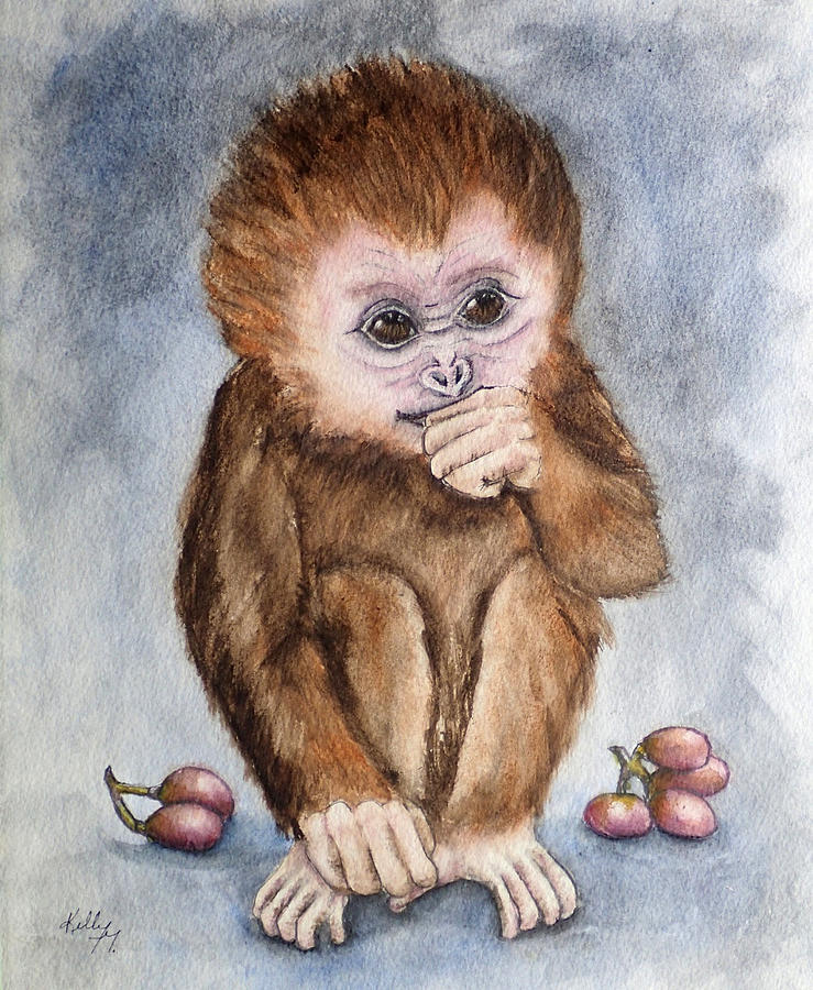 Baby Monkey Painting by Kelly Mills
