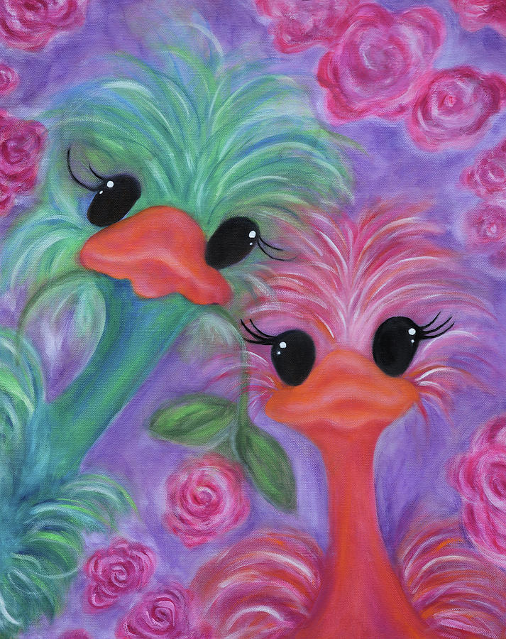 Baby Ostriches Painting by Tammy Pool
