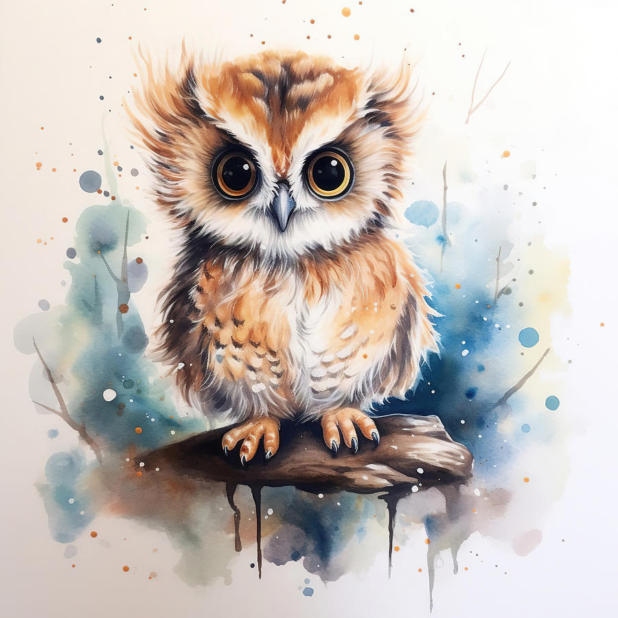 Baby Owl Justa Hanging Digital Art by Athena Mckinzie