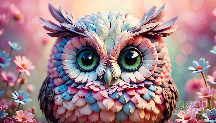 Baby Owl Digital Art by Mo T