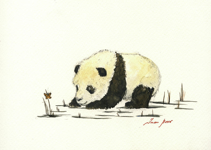 Baby panda Painting by Juan Bosco