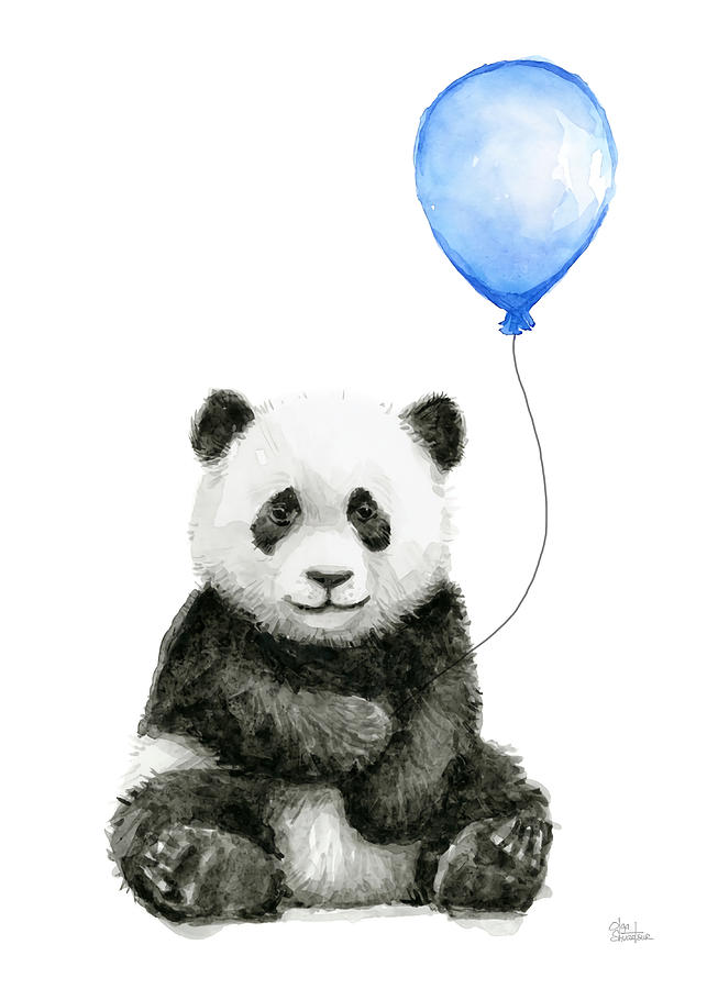 Baby panda with Blue Balloon Poster aesthetic Painting by Robinson ...