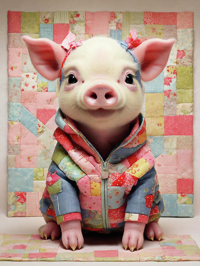 Baby Pig Portrait Digital Art by Sophia Gaki Artworks