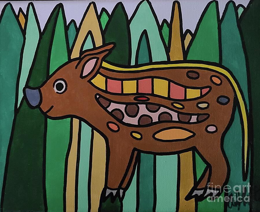 Mugsy the Pop Art Baby Red River Hog Painting by Elena Pratt