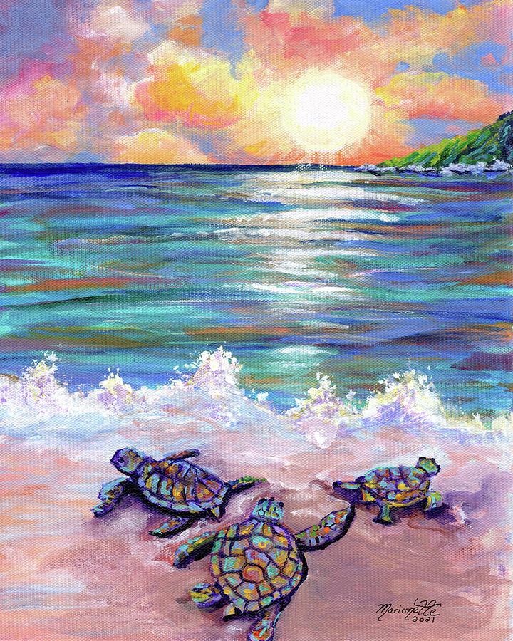 Baby Sea Turtles Painting by Marionette Taboniar