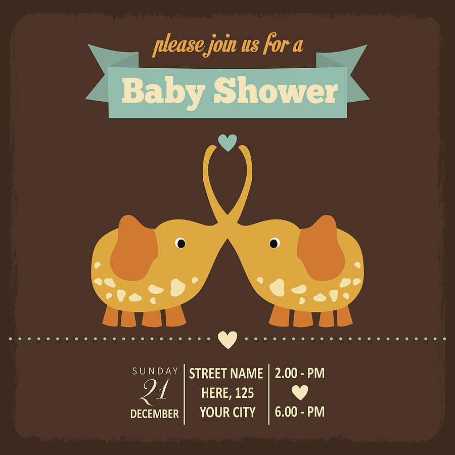 Baby Shower Invitation In Retro Style Drawing by Claudia_balasoiu
