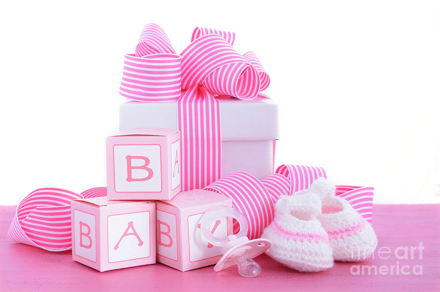 Baby shower Its a Girl pink gift Photograph by Milleflore Images