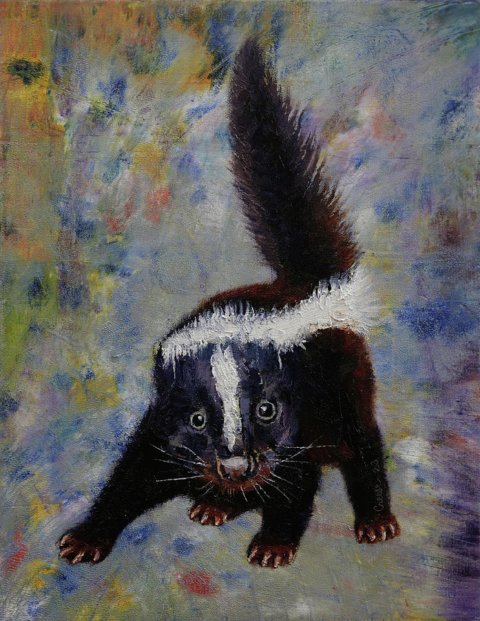 Baby Skunk Painting by Michael Creese