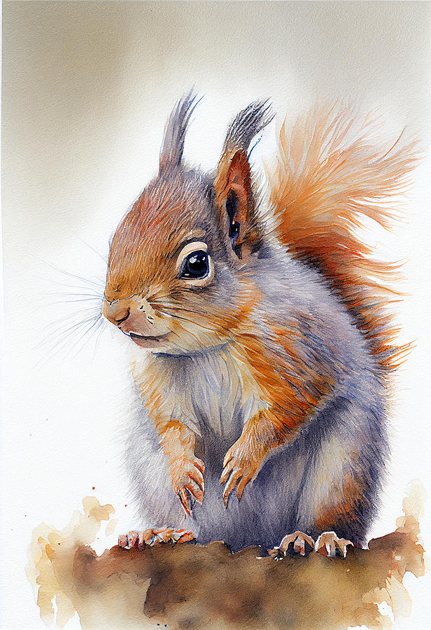 Baby squirrel Watercolor Painting dynamic color de aa bc a by Asar ...