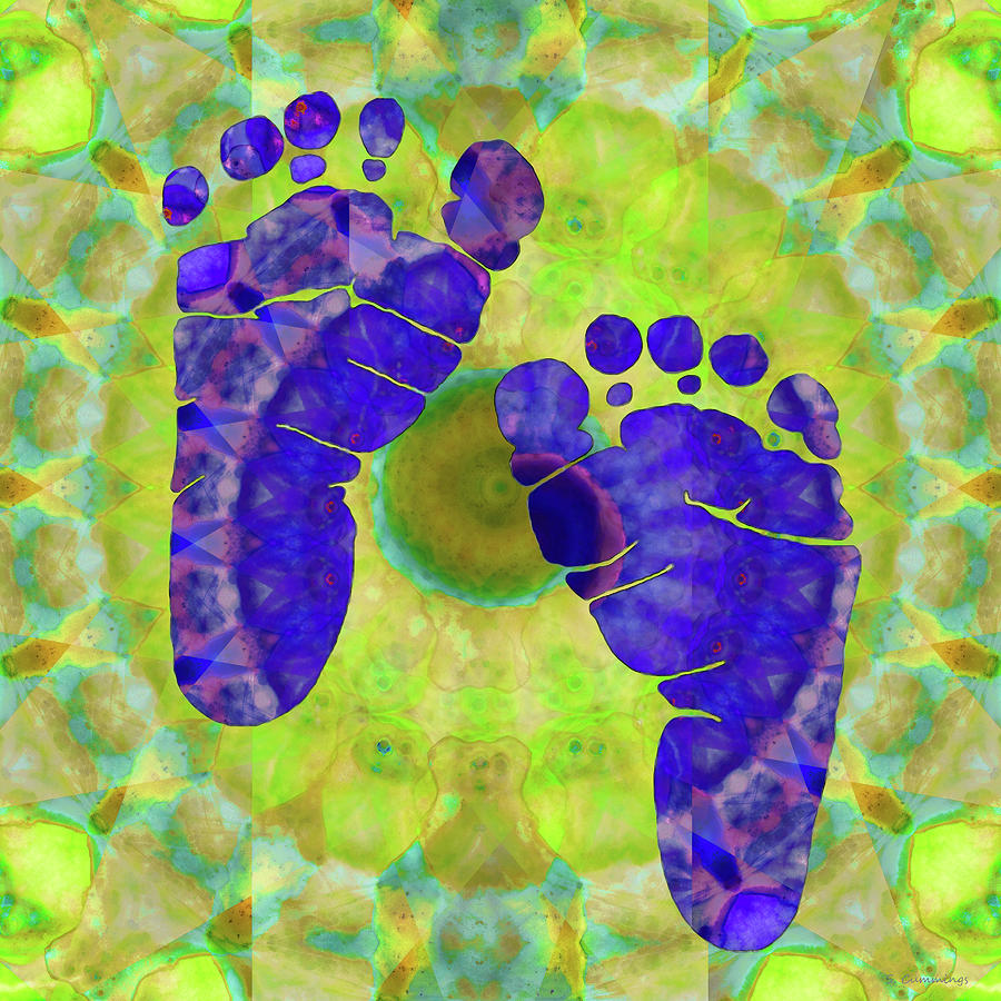 Baby Steps - Purple Feet Art - Sharon Cummings Painting by Sharon Cummings