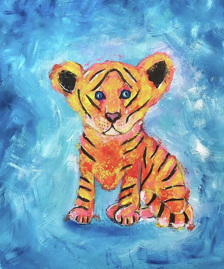 Baby Tiger Painting by Sarah Warman