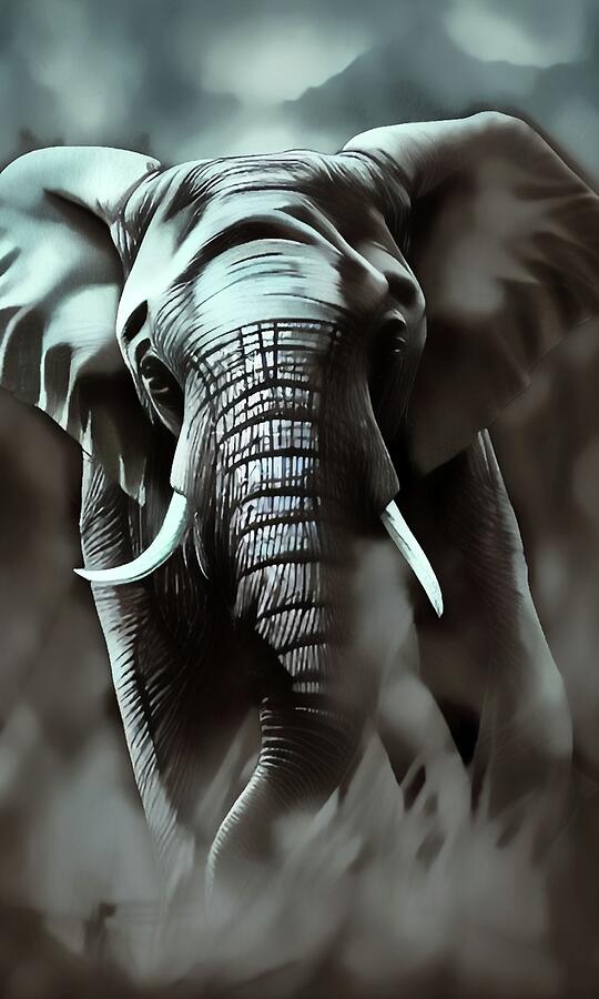 Baby Wild Elephant Digital Art