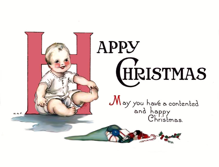 Baby with Christmas gifts Digital Art by Long Shot