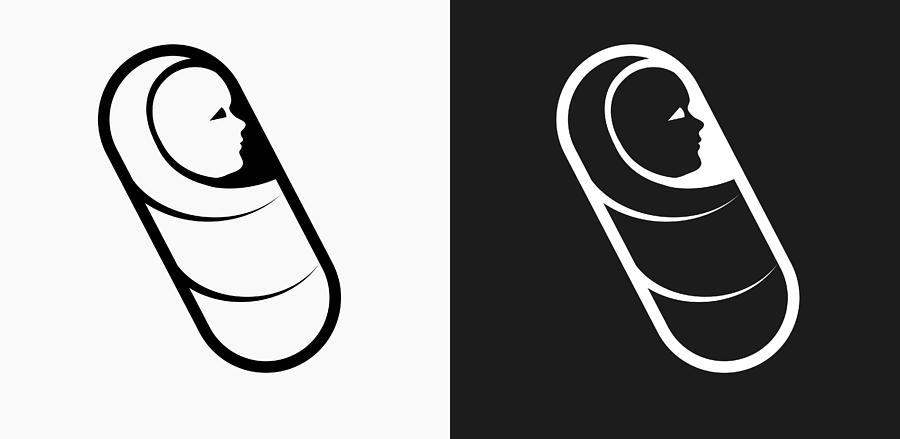 Baby Wrapped in a Blanket Icon on Black and White Vector Backgrounds Drawing by Bubaone