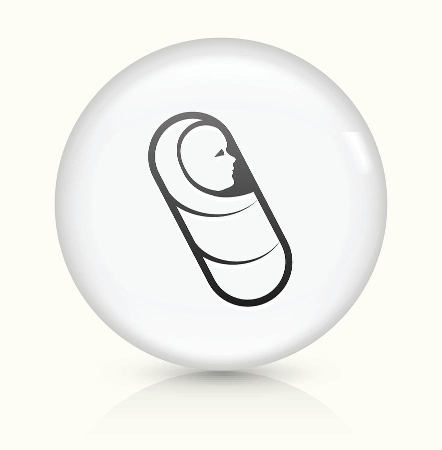 Baby Wrapped in  Blanket icon on white round vector button Drawing by Alex Belomlinsky